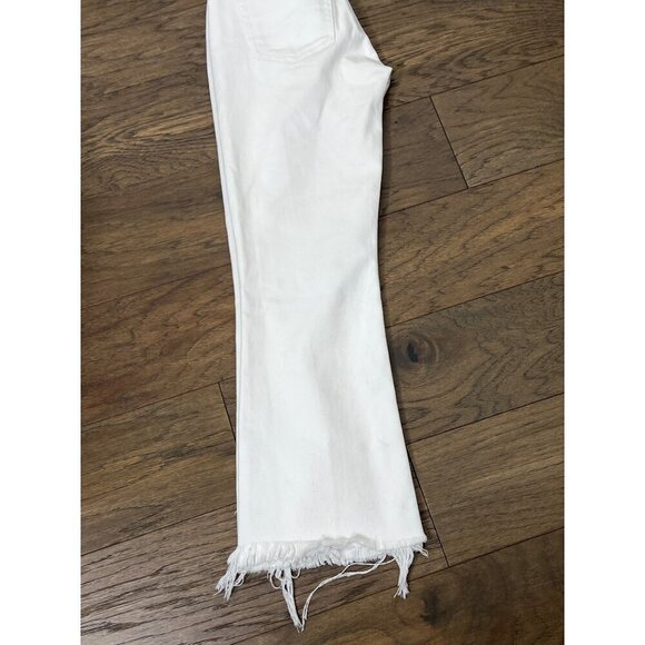 REFORMATION Mid-Rise Crop Flare Jeans White Raw Hem Button Fly Sz 24 LY015 - Picture 2 of 8